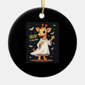 Bruh Its Halloween Funny Dabbing Ghost Giraffe Lon Keramik Ornament (Vorne)