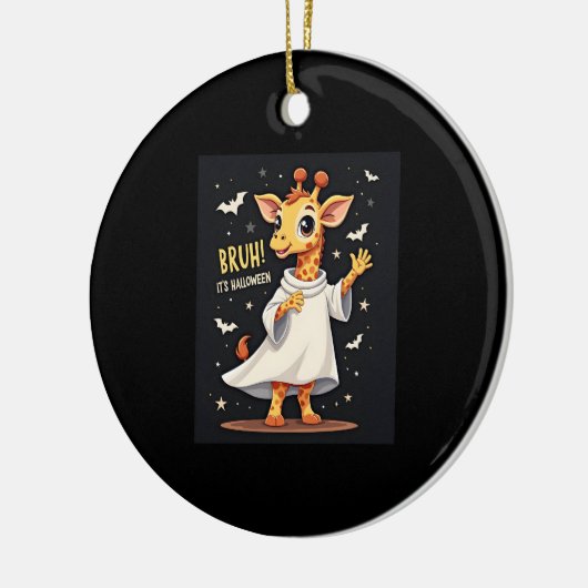 Bruh Its Halloween Funny Dabbing Ghost Giraffe Lon Keramik Ornament (Links)