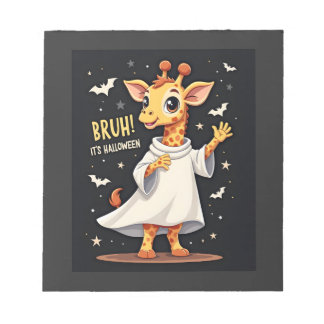 Bruh Its Halloween Funny Dabbing Ghost Giraffe Lon Notizblock