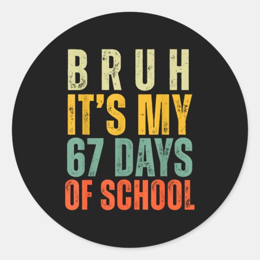 Bruh It's My 67 Days Of School Dabbing Boy Funny S Runder Aufkleber (Vorderseite)