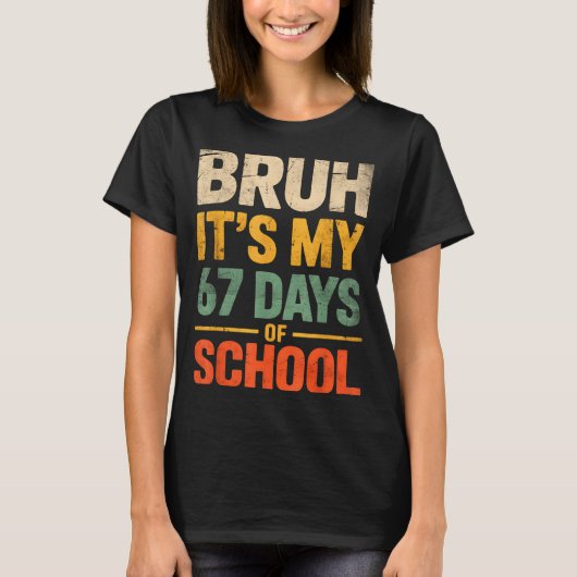 Bruh It's My 67 Days Of School Funny 6 7 Meme Boys T-Shirt (Vorderseite)