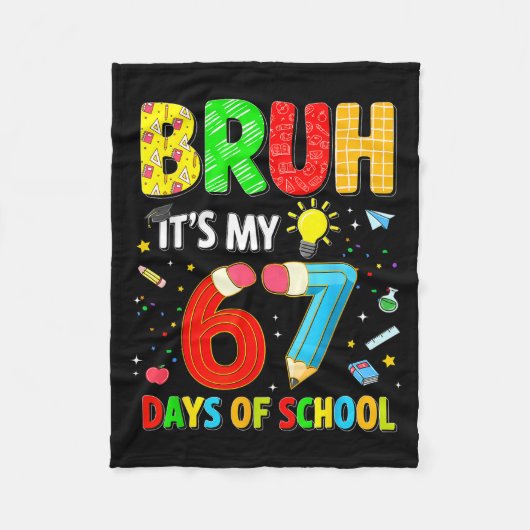 Bruh It's My 67 Days Of School Funny Meme Boy Girl Fleecedecke (Vorderseite)