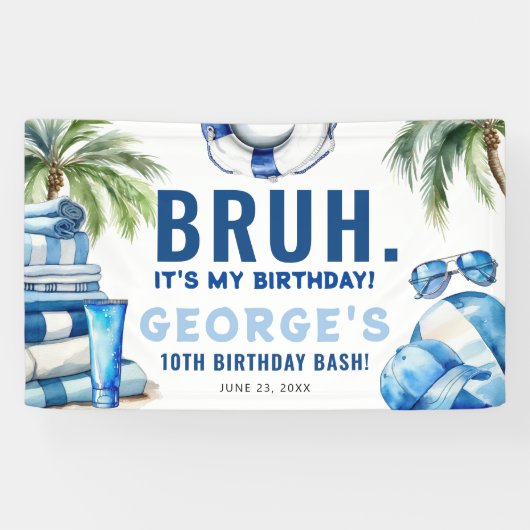 BRUH.. It's My Birthday! Boy Birthday Party Banner (Horizontal)