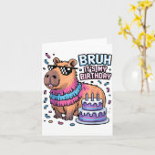 Bruh It's My Birthday Capybara Nata Boy Girl Birth Karte (Gelbe Blume)