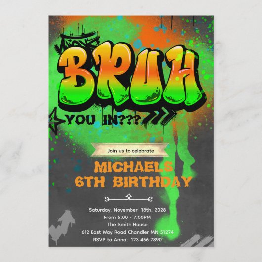 Bruh It's My Birthday Invitation Einladung (Vorderseite)