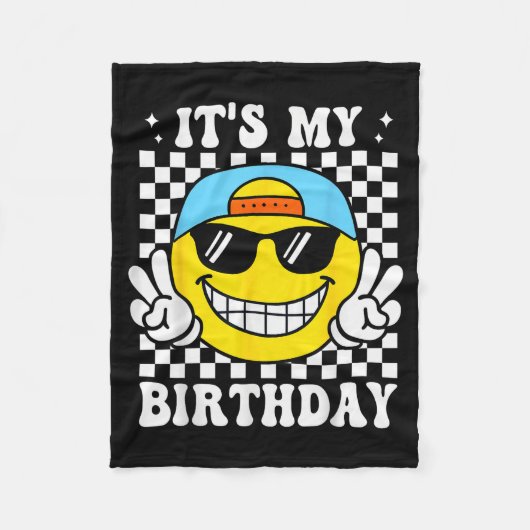 Bruh It's My Birthday Peace Sign Smile Birthday Fo Fleecedecke (Vorderseite)