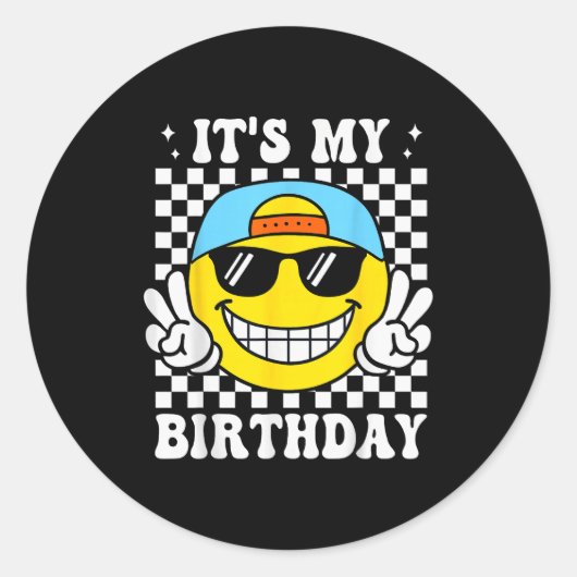 Bruh It's My Birthday Peace Sign Smile Birthday Fo Runder Aufkleber (Vorderseite)