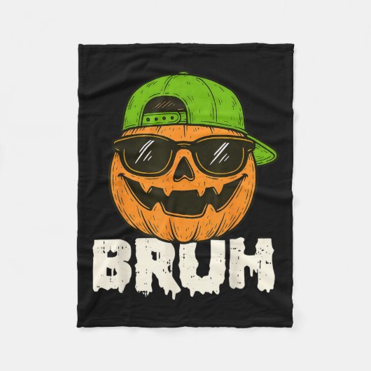 Bruh Jack O Lantern Pumpkin Halloween Costume Men Fleecedecke (Vorderseite)