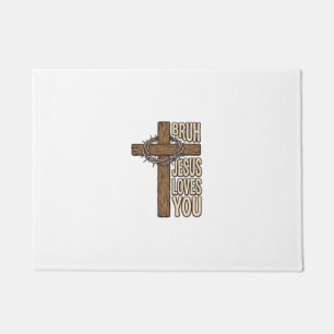 Bruh Jesus Liebt Dich Kreuz Vintage Christlich Vec Fußmatte