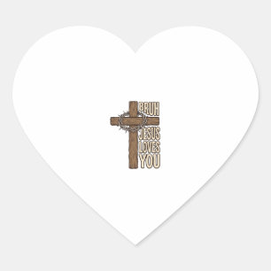 Bruh Jesus liebt dich Kreuz Vintage christlich Vec Herz-Aufkleber