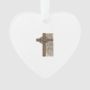 Bruh Jesus Liebt Dich Kreuz Vintage Christlich Vec Ornament