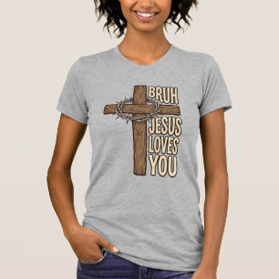 Bruh Jesus Liebt Dich Kreuz Vintage Christlich Vec T-Shirt