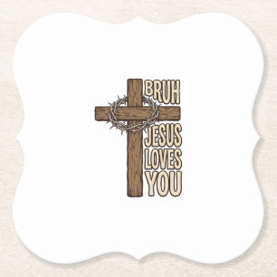 Bruh Jesus liebt dich Kreuz Vintage christlich Vec Untersetzer