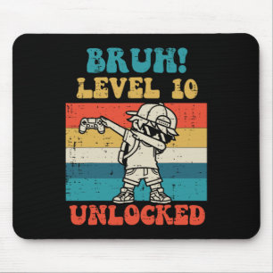 Bruh Level 10 freigeschaltet Gamer Dab Retro 10. G Mousepad