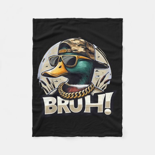 Bruh Mallard Duck Funny Duck Hunting Humor Fleecedecke (Vorderseite)