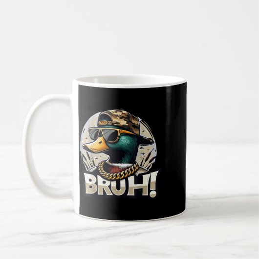 Bruh Mallard Duck Funny Duck Hunting Humor Kaffeetasse (Links)