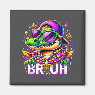 Bruh Mardi Gras Alligator Für Kinder Jungen Männer Magnet