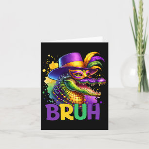 Bruh Mardi Gras Teens Boys Kids Alligator Mardi Gr Karte
