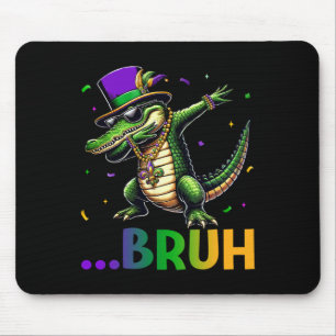 Bruh Mardigator Dabbing Alligator Mardi Gras Shirt Mousepad