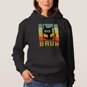 Bruh Meme Brother Greeting Teens Boys Men Cat Ret Hoodie