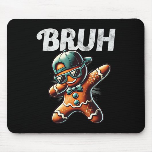 Bruh Meme Cool Gingerbread Dabbing Weihnachten Mousepad (Vorne)