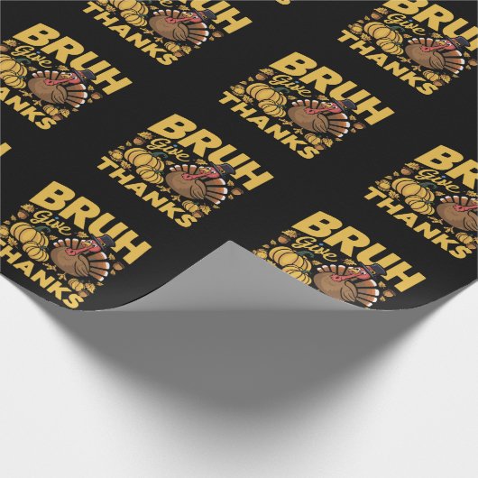 Bruh Meme Funny Erntedank Turkey Dankeschön Geschenkpapier (Ecke)