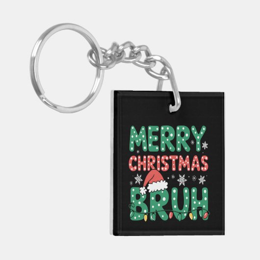 Bruh Meme Funny sagt Bro Weihnachten grüßen Schlüsselanhänger (Vorderseite links)