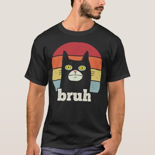 Bruh Meme Funny Saying Retro Cute Cat T-Shirt (Vorderseite)
