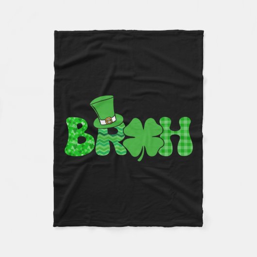 Bruh Meme Funny St Patricks Day Kleeblatt Irish Fleecedecke (Vorderseite)