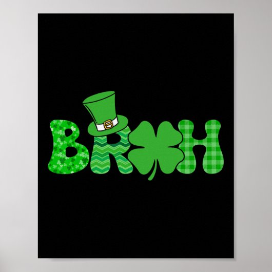 Bruh Meme Funny St Patricks Day Kleeblatt Irish Poster (Vorne)