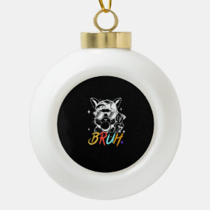 Bruh Meme Oaster Cool Bunny Face Sonnenbrille Men Keramik Kugel-Ornament