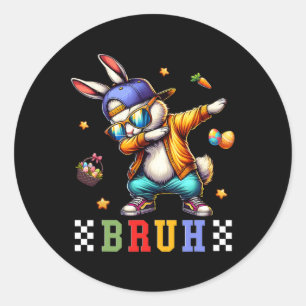 Bruh Meme Ostertag Funny Bunny Eggs Teens Boys K Runder Aufkleber