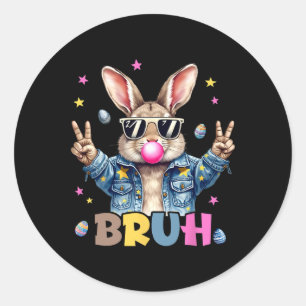 Bruh Meme Ostertag Lustiger Bunny Eier Teens Junge Runder Aufkleber