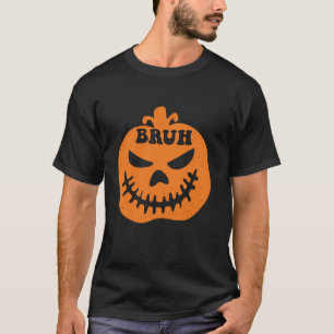 Bruh Meme Pumpkin Spooky Funny Halloween Jungs Kin T-Shirt