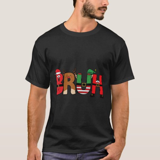 Bruh Merry Christmas Funny Santa Squad Pajamas Xma T-Shirt (Vorderseite)