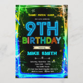 Bruh neon 9 birthday invitation einladung (Vorderseite)