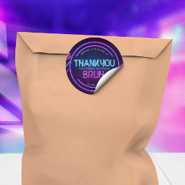 Bruh Neon Arcade Video Games Birthday Thank You Runder Aufkleber