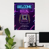 Bruh Neon Arcade Videospiele Geburtstag Begrüßungs Poster (Heimbüro)