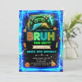 Bruh neon birthday invitation einladung (Stehend Vorderseite)