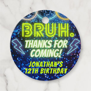 Bruh Neon Glow Blue Green Geburtstagsparty Danke Geschenkanhänger