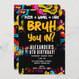 Bruh Neon Graffiti Hip Hop Street Art Birthday Einladung