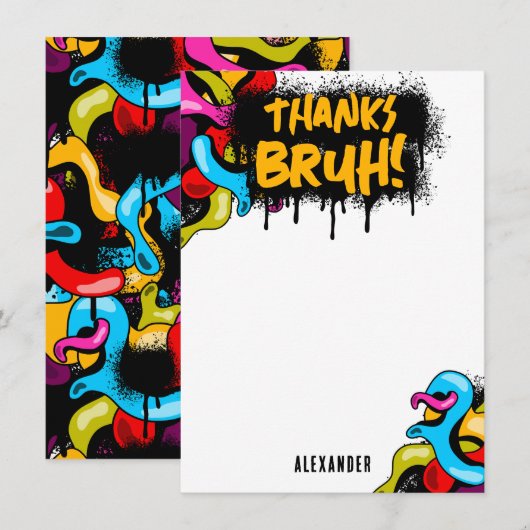 Bruh Neon Graffiti Hip Hop Street Art Kinder Dankeskarte (Vorne/Hinten)