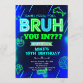 Bruh Neon pool Birthday Invitation Einladung (Vorderseite)