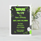 Bruh No Cap, Black & Green Birthday Einladung (Stehend Vorderseite)
