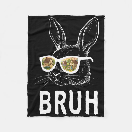 Bruh Oster Day Funny Rabbit Bunny Face Gles Easte Fleecedecke (Vorderseite)