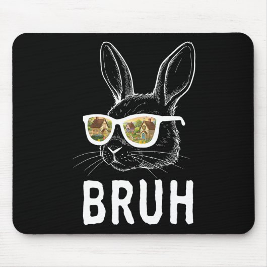 Bruh Oster Day Funny Rabbit Bunny Face Gles Easte Mousepad (Vorne)