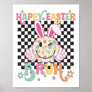 Bruh Ostertag Lustiger Hase Eier Groovy Lächeln Ge Poster