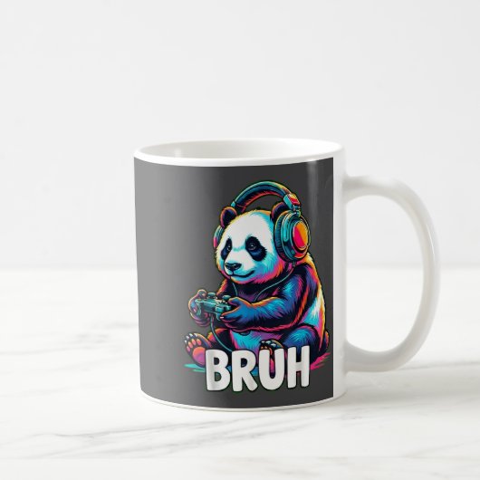 Bruh Panda Gamer With Headphones Controller Kaffeetasse (Rechts)