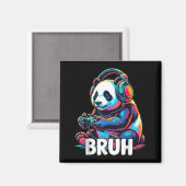 Bruh Panda Gamer With Headphones Controller  Magnet (Vorderseite/Rückseite)