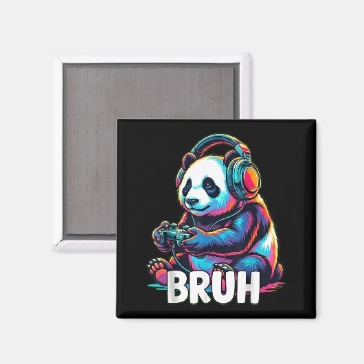Bruh Panda Gamer With Headphones Controller Magnet (Vorderseite/Rückseite)